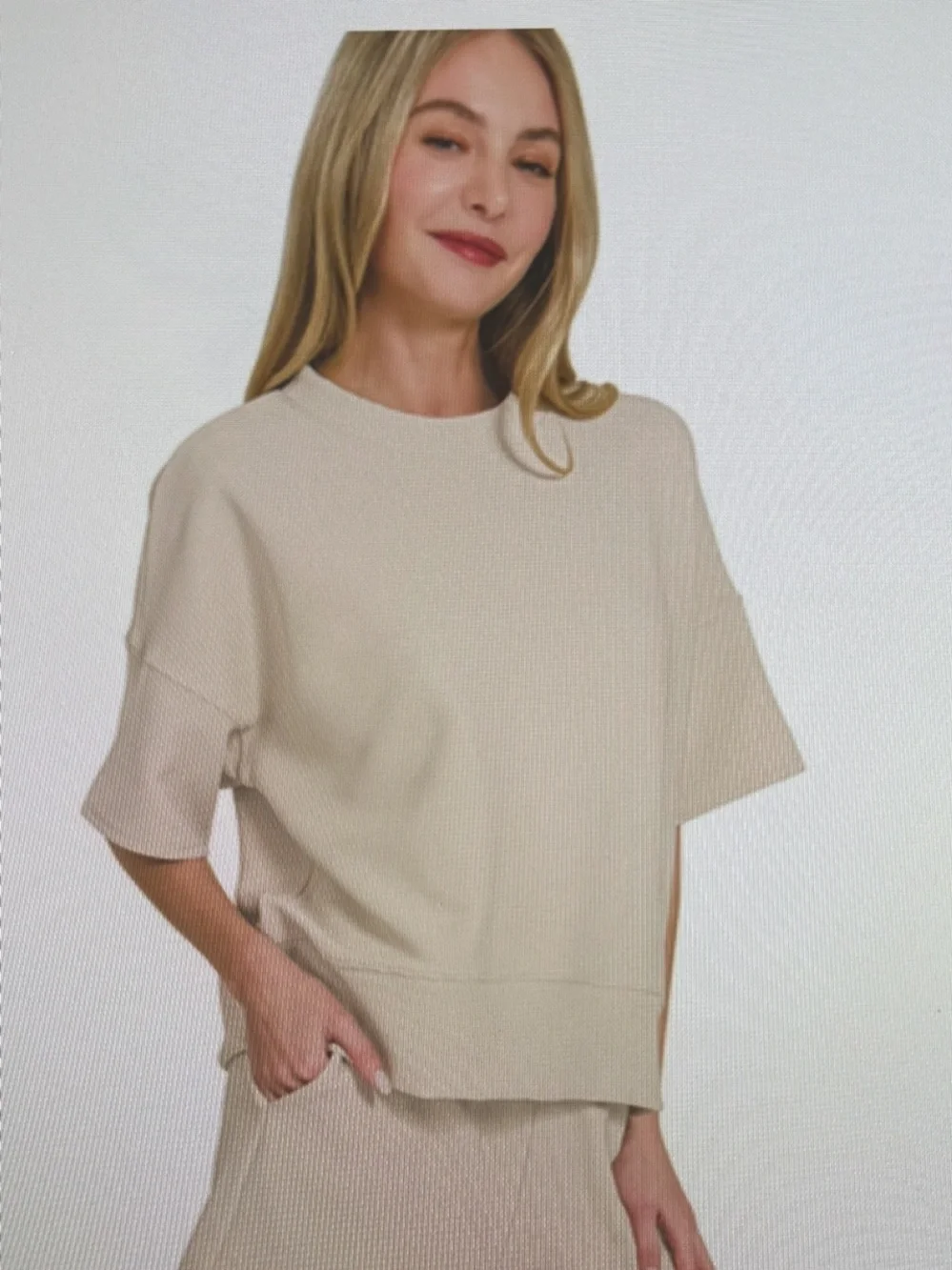 HRTP-2526Y SB Zenana Ribbed Round Neck Waist Banded Tee & Shorts Set Var Sizes